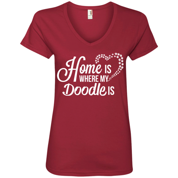 Home Is Where My Doodle Is - Ladies' V-Neck T-Shirt