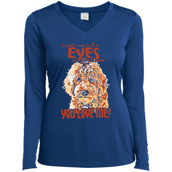 Look Me In The Eyes - Ladies Long Sleeve V-Neck