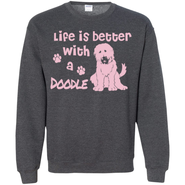 Life Is Better With A Doodle (Pink) - Gildan Crewneck Sweatshirt