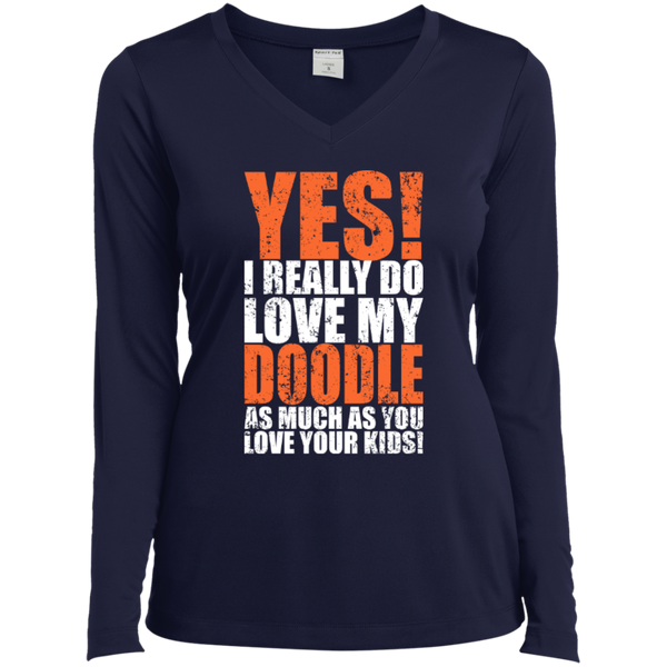 Really Love My Doodle - Ladies Long Sleeve V-Neck