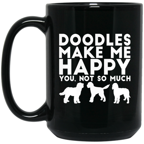 Doodles Make Me Happy Mug (15 oz. Black)