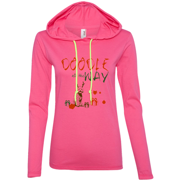 Doodle All The Way - Ladies' LS T-Shirt Hoodie