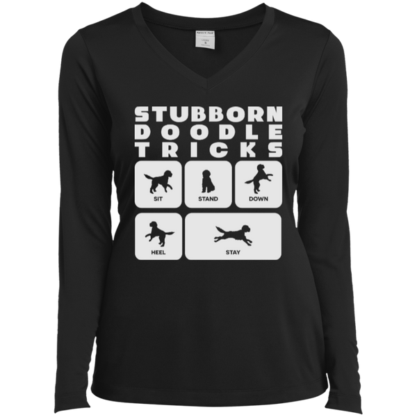 Doodle Tricks - Ladies Long Sleeve Performance V-Neck