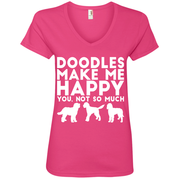 Doodles Make Me Happy - Ladies' V-Neck T-Shirt