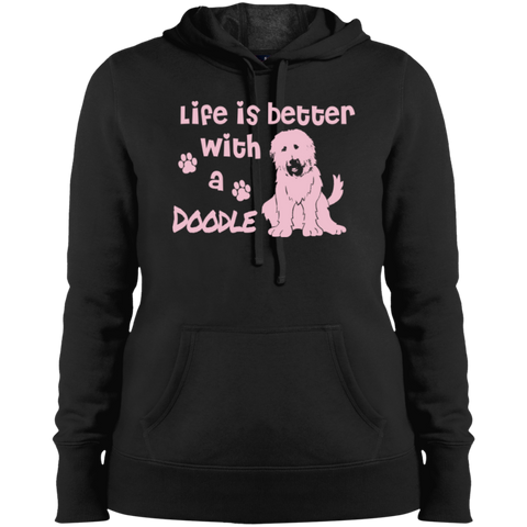 Life Is Better With A Doodle (Pink) - Ladies Hooded Sweatshirt