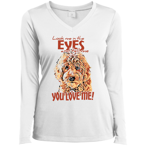 Look Me In The Eyes - Ladies Long Sleeve V-Neck