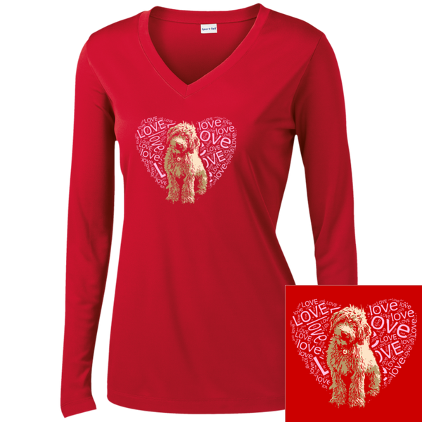 I LOVE Doodles - Ladies Long Sleeve V-Neck