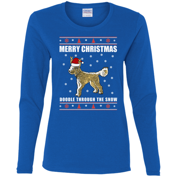 Doodle Through The Snow (Christmas Sweater) - Gildan Ladies' LS T-Shirt