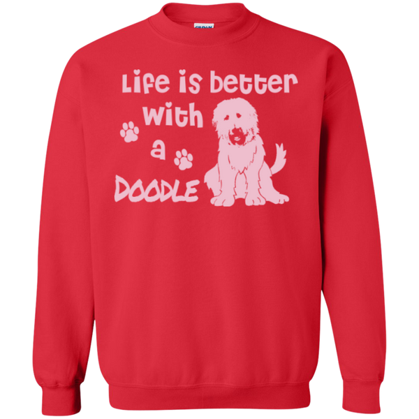 Life Is Better With A Doodle (Pink) - Gildan Crewneck Sweatshirt