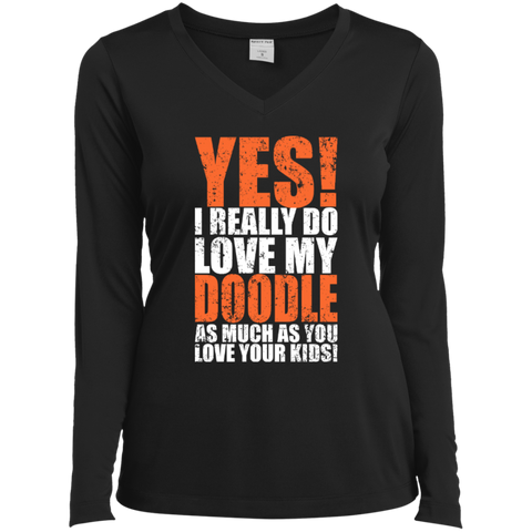 Really Love My Doodle - Ladies Long Sleeve V-Neck