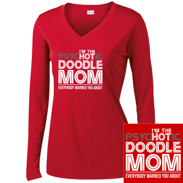 Hot Doodle Mom - Ladies Long Sleeve V-Neck