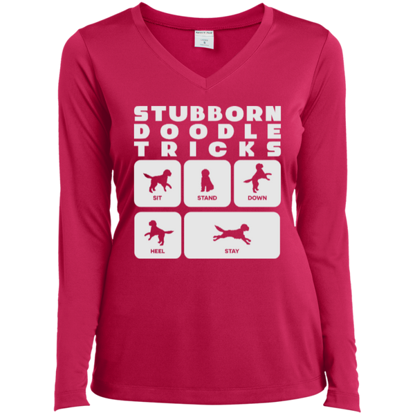 Doodle Tricks - Ladies Long Sleeve Performance V-Neck