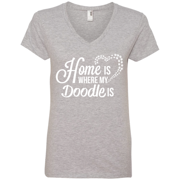 Home Is Where My Doodle Is - Ladies' V-Neck T-Shirt