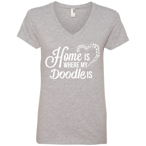 Home Is Where My Doodle Is - Ladies' V-Neck T-Shirt