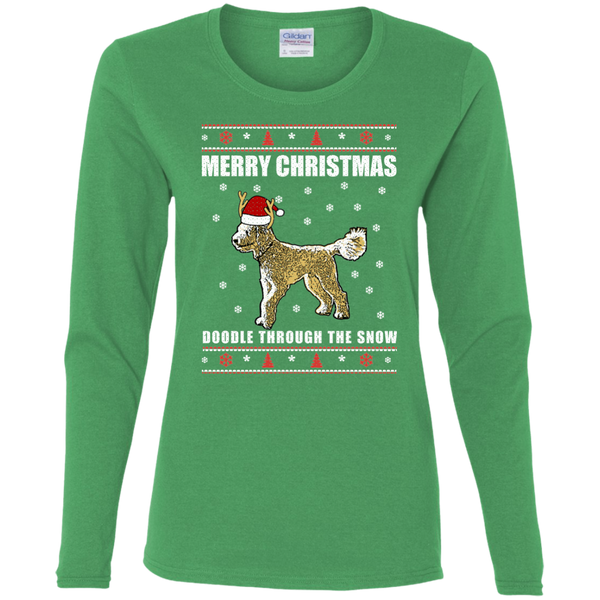 Doodle Through The Snow (Christmas Sweater) - Gildan Ladies' LS T-Shirt