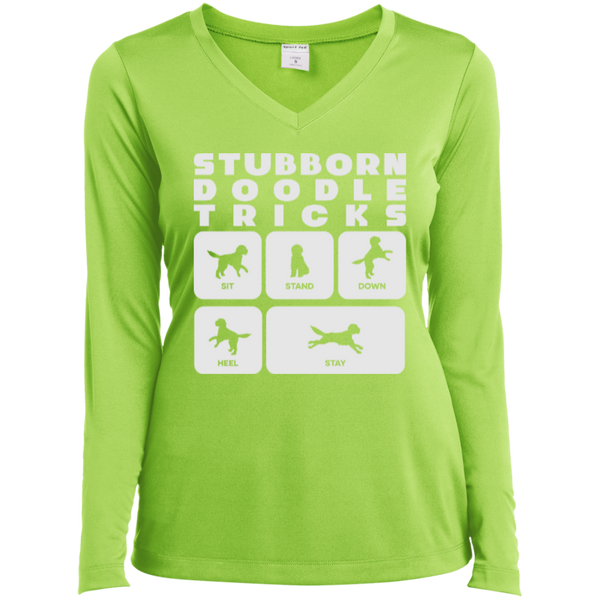 Doodle Tricks - Ladies Long Sleeve Performance V-Neck