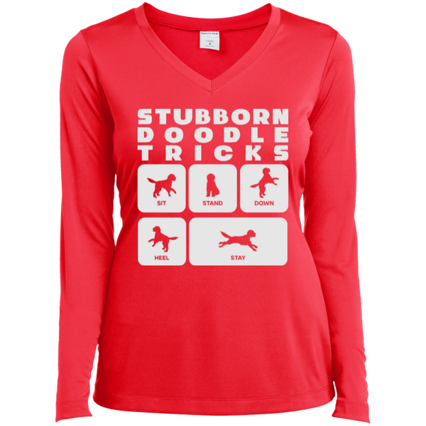 Doodle Tricks - Ladies Long Sleeve Performance V-Neck