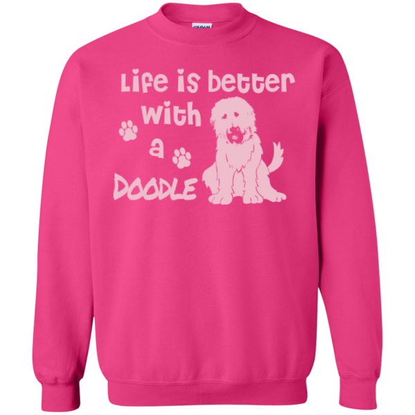 Life Is Better With A Doodle (Pink) - Gildan Crewneck Sweatshirt