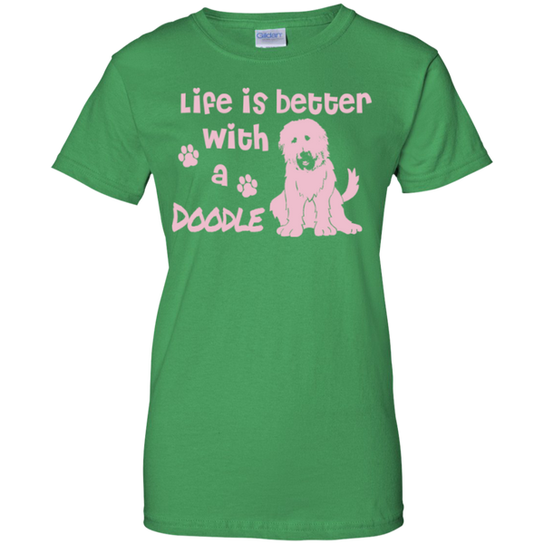 Life Is Better With A Doodle (Pink) - Gildan Ladies T-Shirt