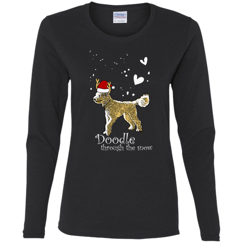 Doodle Through The Snow - Gildan Ladies LS T-Shirt
