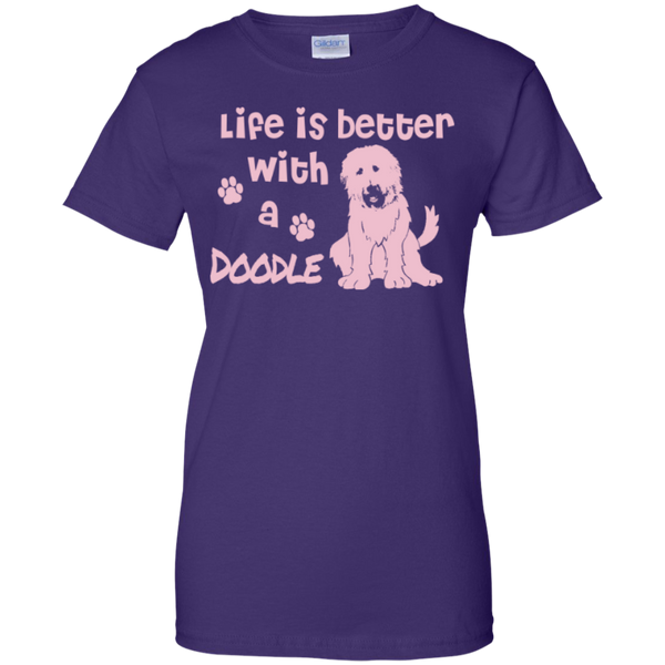 Life Is Better With A Doodle (Pink) - Gildan Ladies T-Shirt