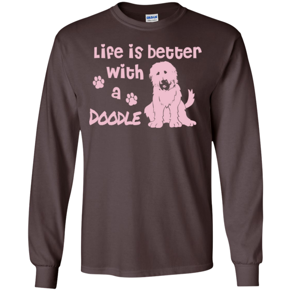 Life Is Better With A Doodle (Pink) - Gildan Long Sleeve T-Shirt