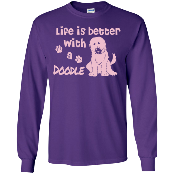 Life Is Better With A Doodle (Pink) - Gildan Long Sleeve T-Shirt