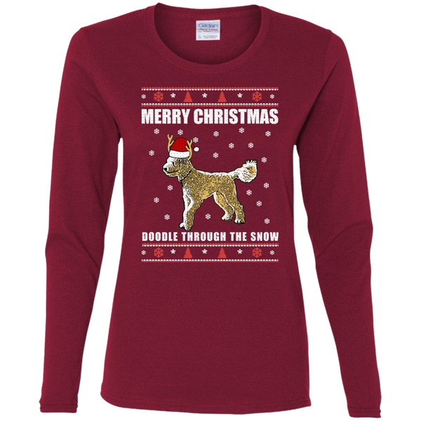 Doodle Through The Snow (Christmas Sweater) - Gildan Ladies' LS T-Shirt