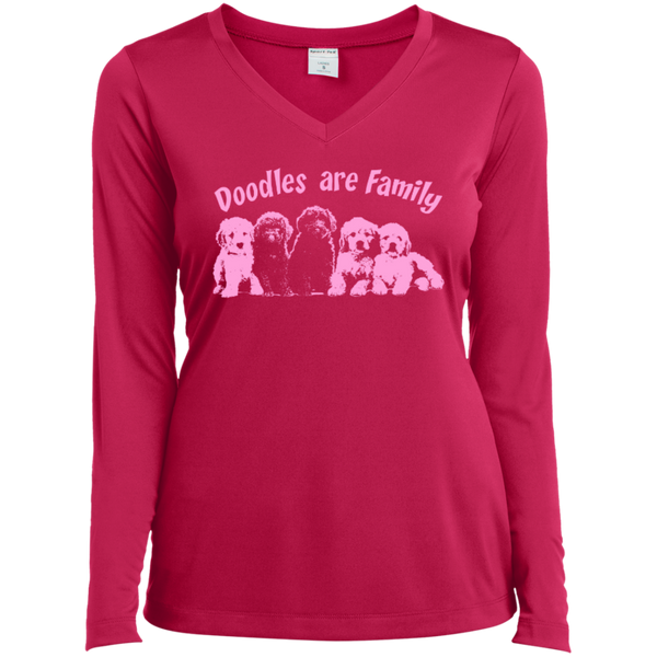 Doodles Are Family - Ladies Long Sleeve V-Neck