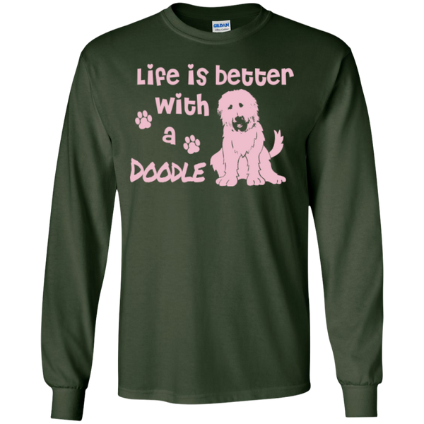Life Is Better With A Doodle (Pink) - Gildan Long Sleeve T-Shirt