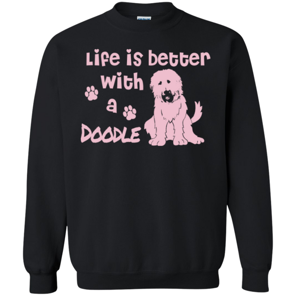 Life Is Better With A Doodle (Pink) - Gildan Crewneck Sweatshirt