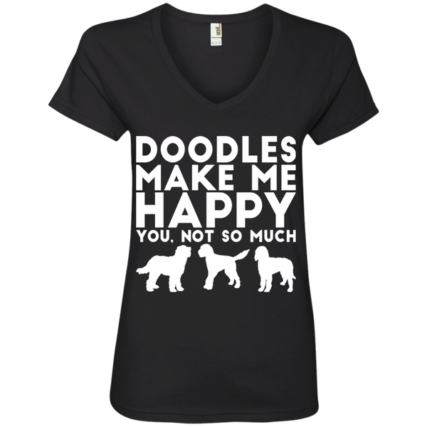 Doodles Make Me Happy - Ladies' V-Neck T-Shirt