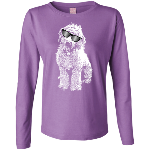 Doodle With Glasses - Ladies Long Sleeve Cotton TShirt