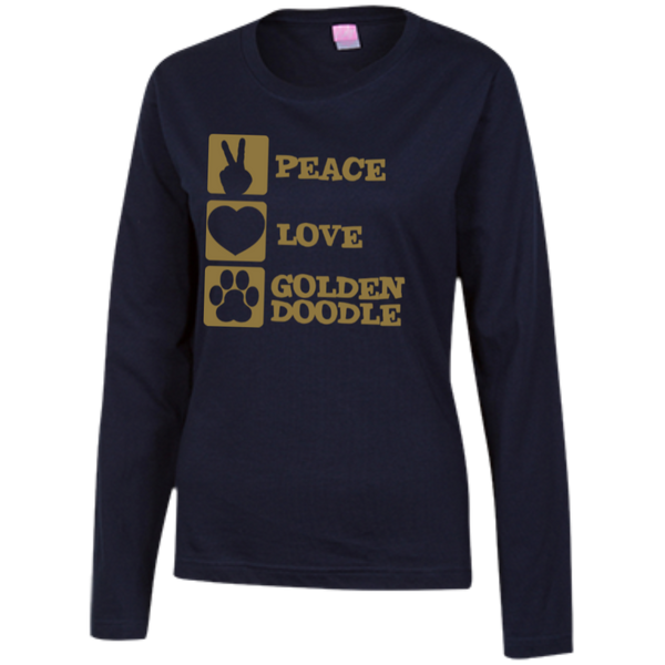 Peace Love Goldendoodle - Ladies Long Sleeve T-Shirt