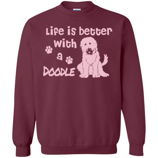 Life Is Better With A Doodle (Pink) - Gildan Crewneck Sweatshirt