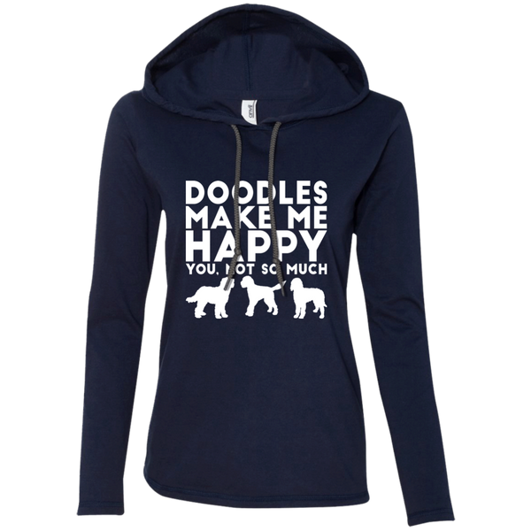 Doodles Make Me Happy - Ladies' LS T-Shirt Hoodie