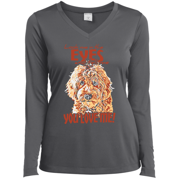 Look Me In The Eyes - Ladies Long Sleeve V-Neck