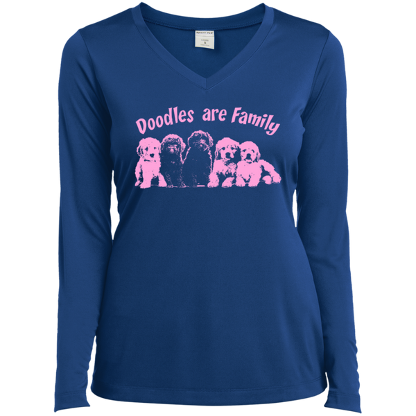 Doodles Are Family - Ladies Long Sleeve V-Neck