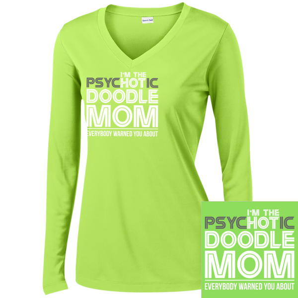 Hot Doodle Mom - Ladies Long Sleeve V-Neck