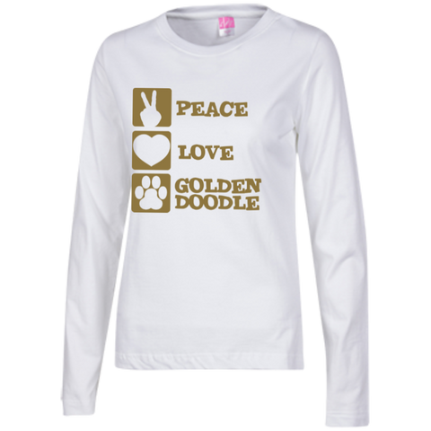Peace Love Goldendoodle - Ladies Long Sleeve T-Shirt