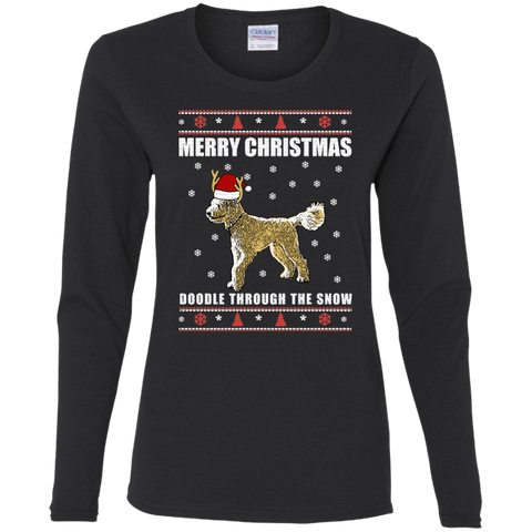 Doodle Through The Snow (Christmas Sweater) - Gildan Ladies' LS T-Shirt