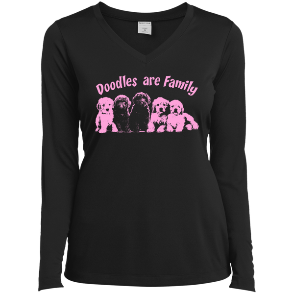 Doodles Are Family - Ladies Long Sleeve V-Neck