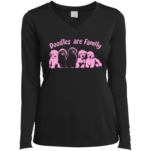 Doodles Are Family - Ladies Long Sleeve V-Neck