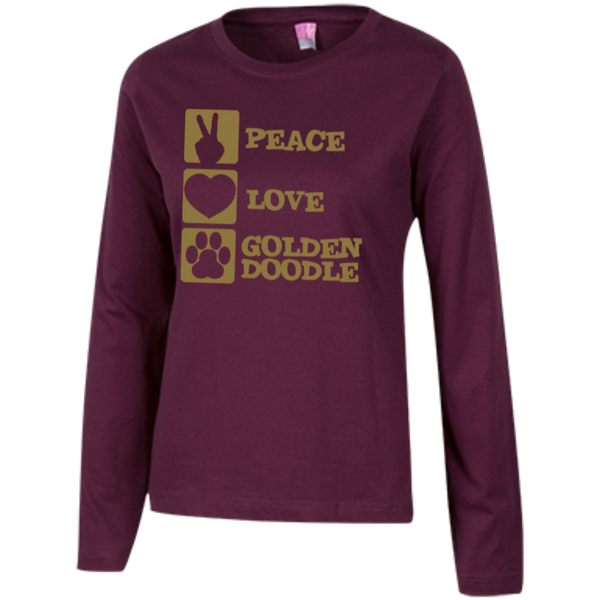 Peace Love Goldendoodle - Ladies Long Sleeve T-Shirt