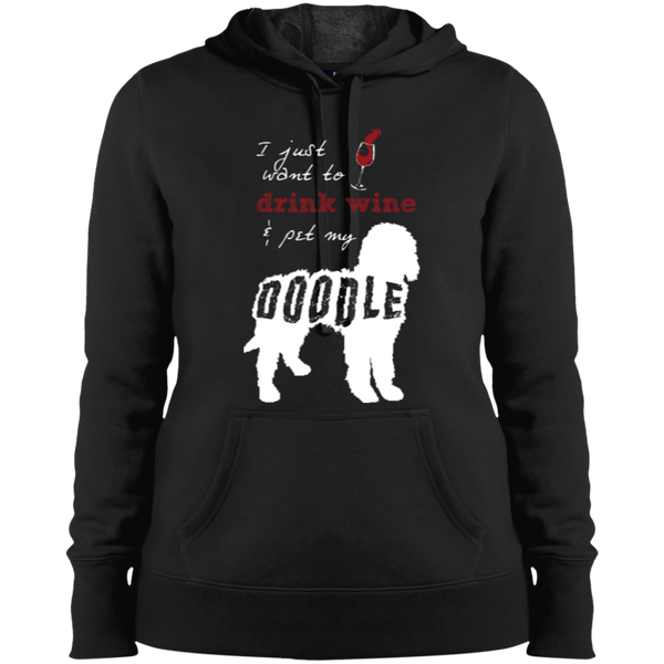 Drink Wine And Pet My Doodle - Ladies Hooded Sweatshirt
