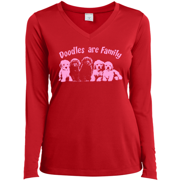 Doodles Are Family - Ladies Long Sleeve V-Neck