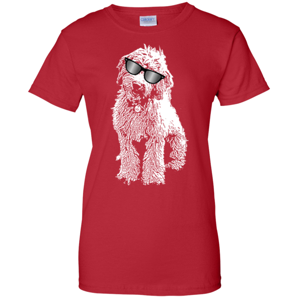 Doodle With Glasses - Ladies Gildan T-Shirt