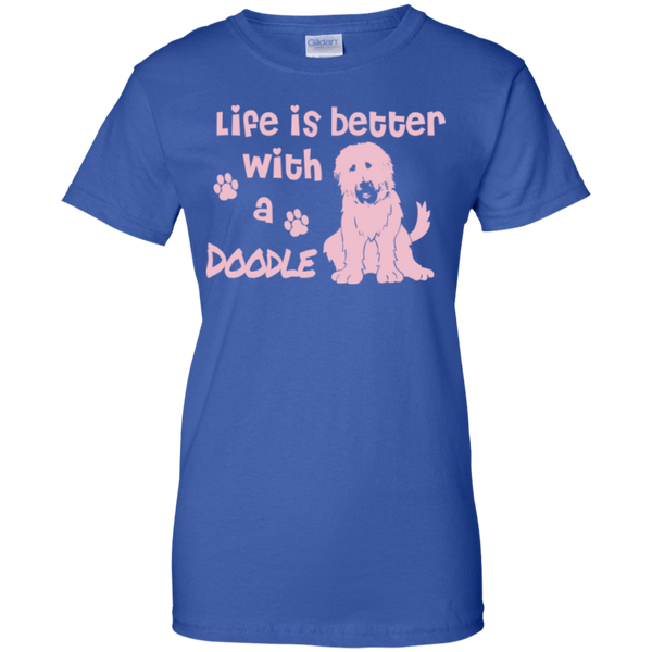 Life Is Better With A Doodle (Pink) - Gildan Ladies T-Shirt