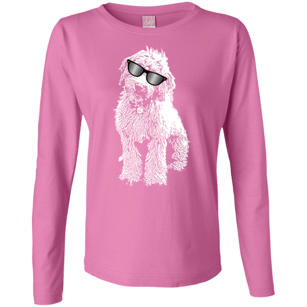 Doodle With Glasses - Ladies Long Sleeve Cotton TShirt