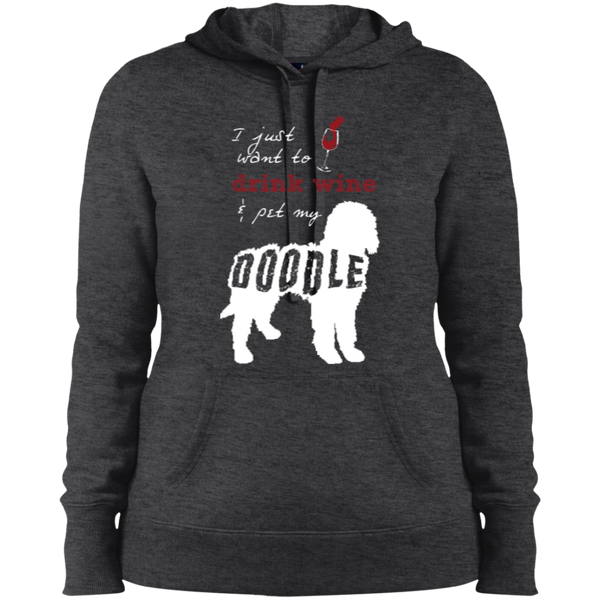 Drink Wine And Pet My Doodle - Ladies Hooded Sweatshirt